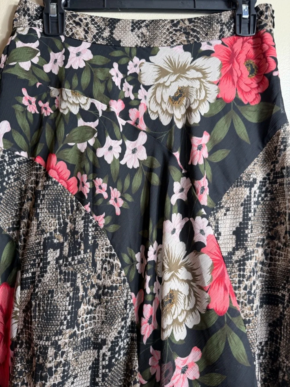INC International Concepts Y2K Floral Snakeskin Print Asymmetrical 2 Petite